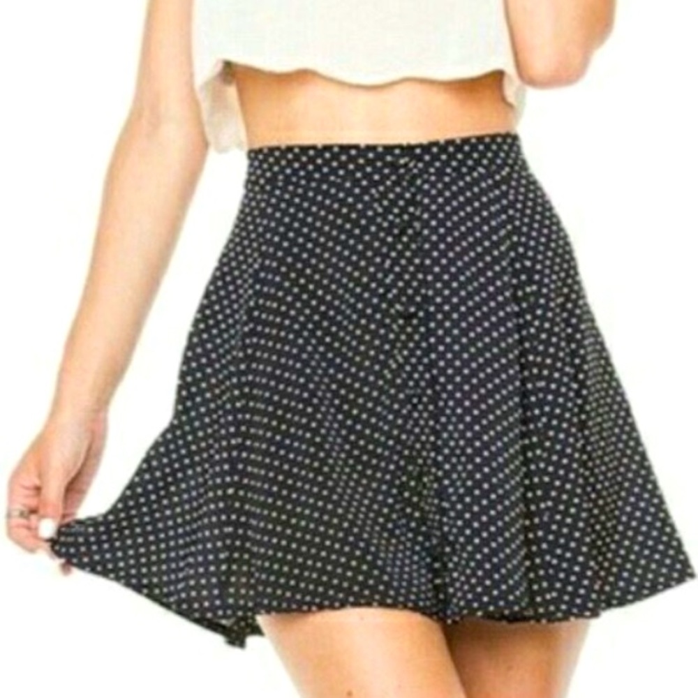Brandy Melville Black and White Polka Dot Mini Skirt